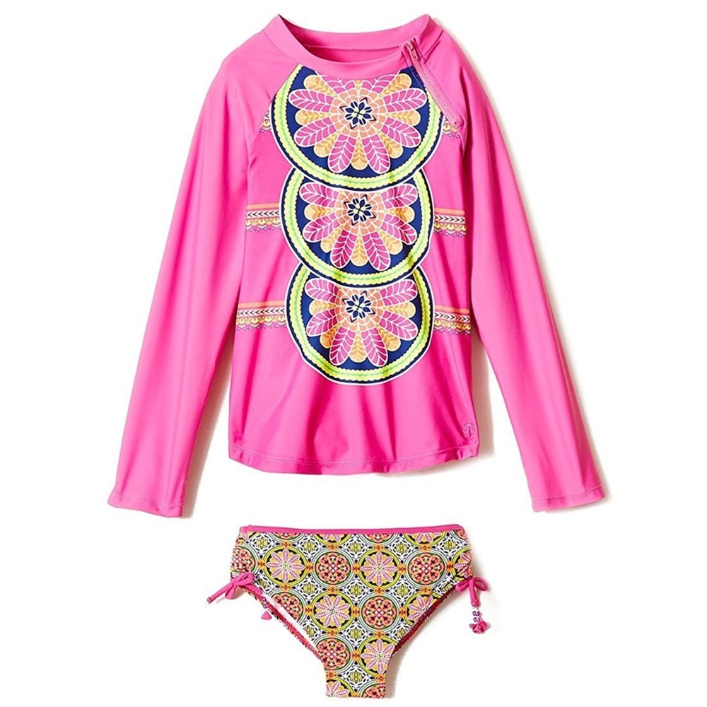 NWT Cabana Life Girls SPF 50+ 2pc Rashguard Set